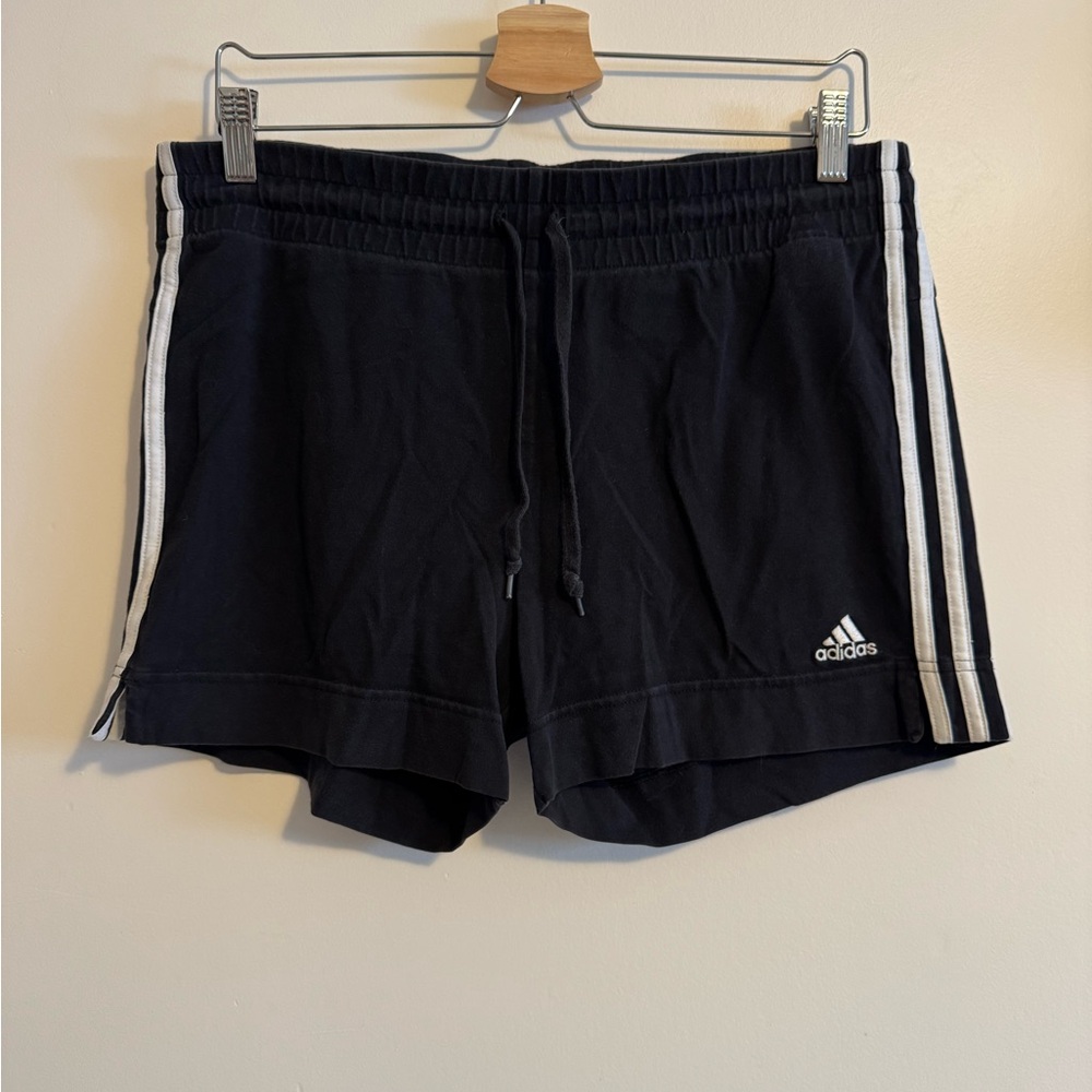 adidas Black Athletic Shorts with White Side Stripes